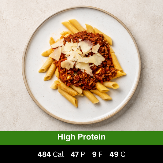 Fuel & Prep Co Bolognaise served on a plate, featuring a chef-prepared high-protein ready meal made with fresh ingredients.